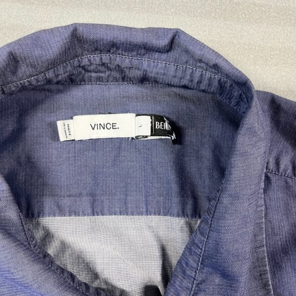 Vince x Berdorf Goodman Tunic Size Large Blue Chambray High Low Popover - Picture 11 of 11